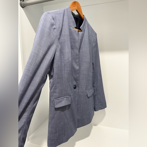 Banana Republic Blazer Inverted Collar One Button Blue NWOT 8 Tall career preppy - Picture 3 of 11